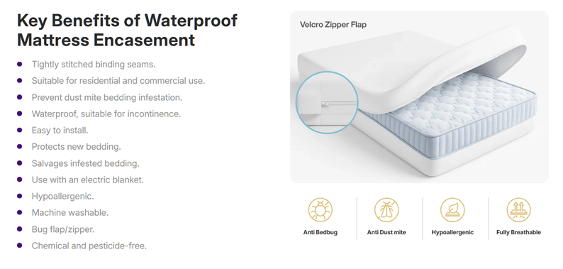 Mattress Protector - Bedbug Waterproof encasement BLACK