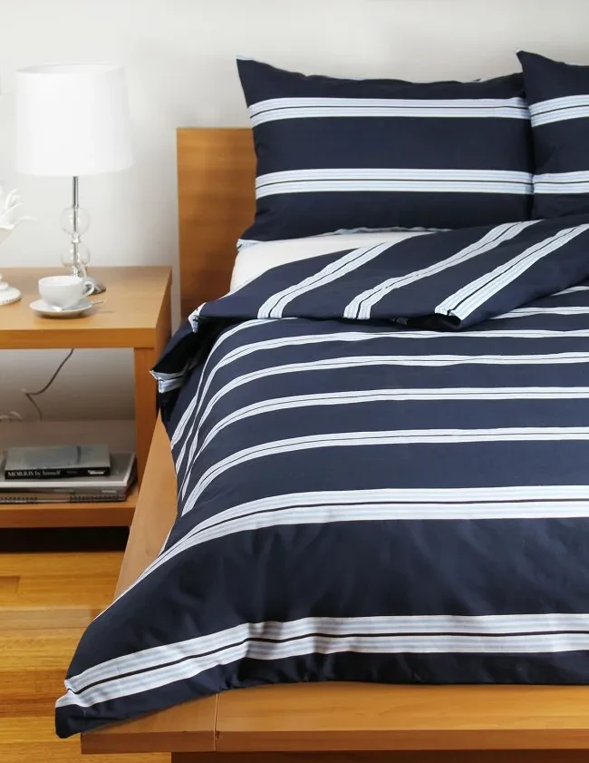 Quilt Cover Set - Hudson Stripe Navy