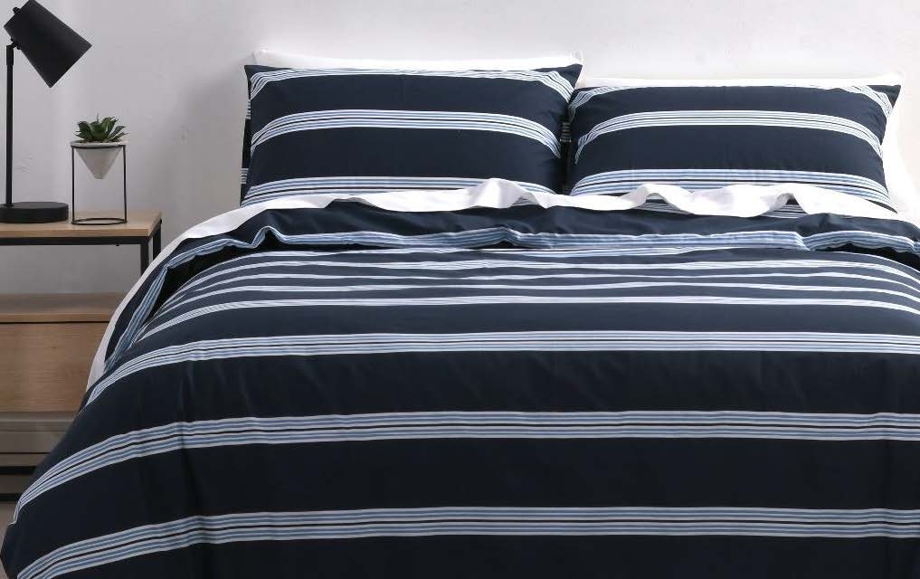 Quilt Cover Set - Hudson Stripe Navy