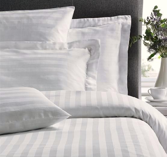 Quilt Cover Set - Satin Stripe White