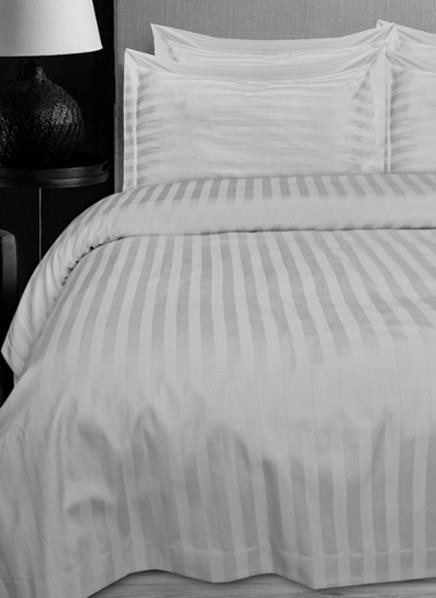 Quilt Cover Set - Satin Stripe White