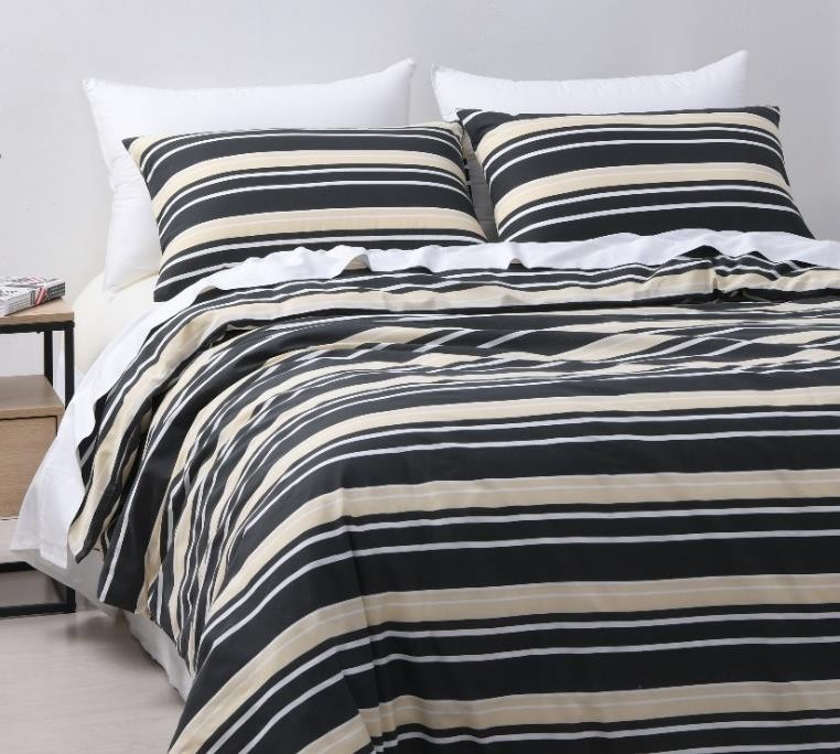 Quilt Cover Set - Brighton Charcoal & Blue